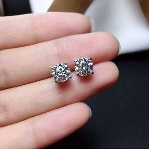 4 Ct Round Cut VVS1/D GRA Certified Moissanite Stud Earrings 14k White Gold 8mm